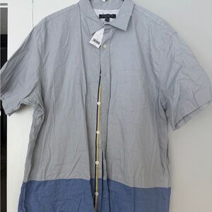 Banana Republic Gray and Blue Casual Shirt NWT
